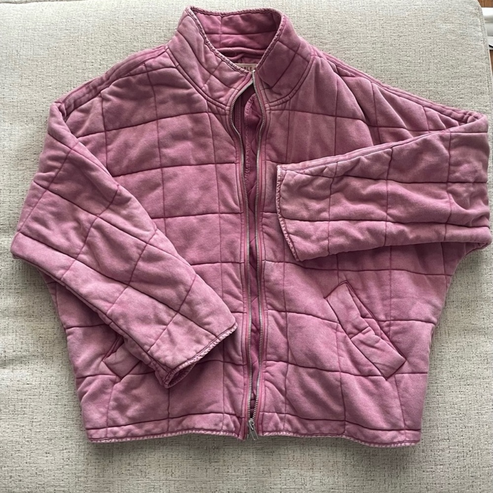 Free people pink quilted dolman jacket